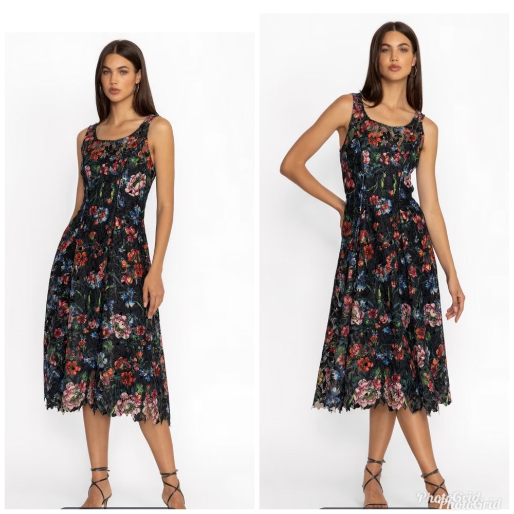 Biya Johnny Was Mazzy Princess Slip Dress black rich floral design lace XS new